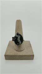 Black Stone Unisex Silver & Stone Ring 925 Silver 7.09g Size:6.5
